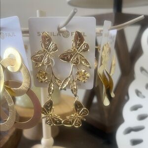 Shimmering Gold Butterfly Earrings by Saila Fajl